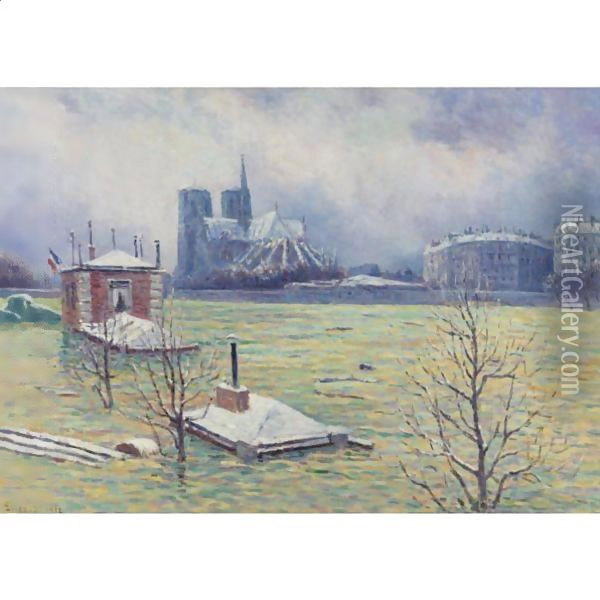 Notre-Dame De Paris, L'Inondation Oil Painting - Maximilien Luce