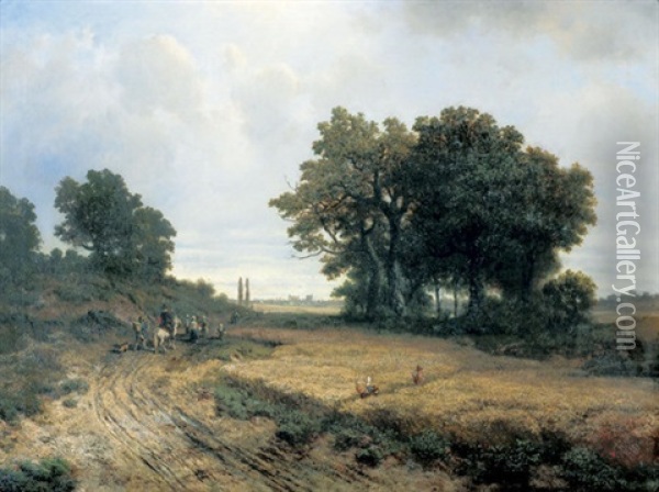 Bauerliche Landschaft Mit Feldweg Oil Painting - August Robert Zimmermann