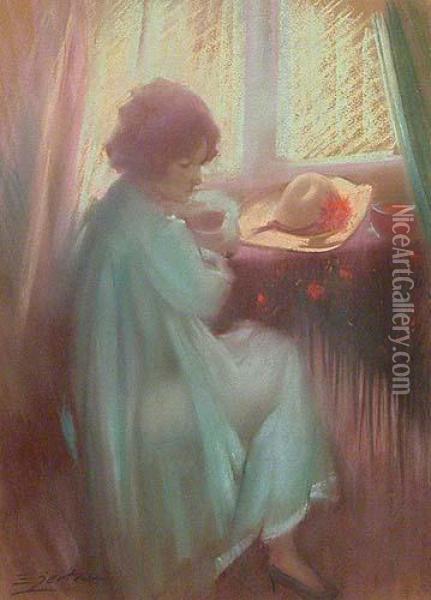 Mujer En Interior Oil Painting - Eugene Bertrand