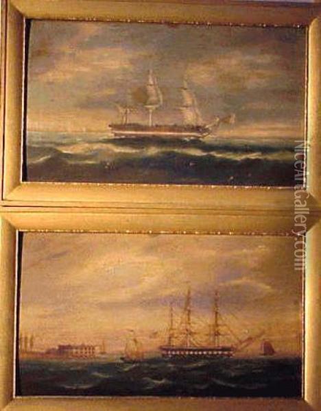 Shipping Scenes: Pair Oil Painting - James E. Buttersworth
