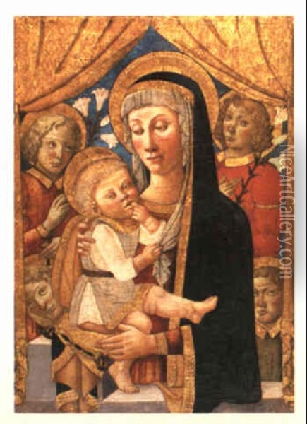 The Virgin And Child With Attendant Saints Oil Painting -  Master of San Miniato