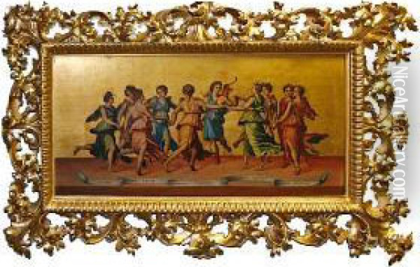 Apollo Dancing With The Nine Muses Oil Painting - Baldassare Peruzzi