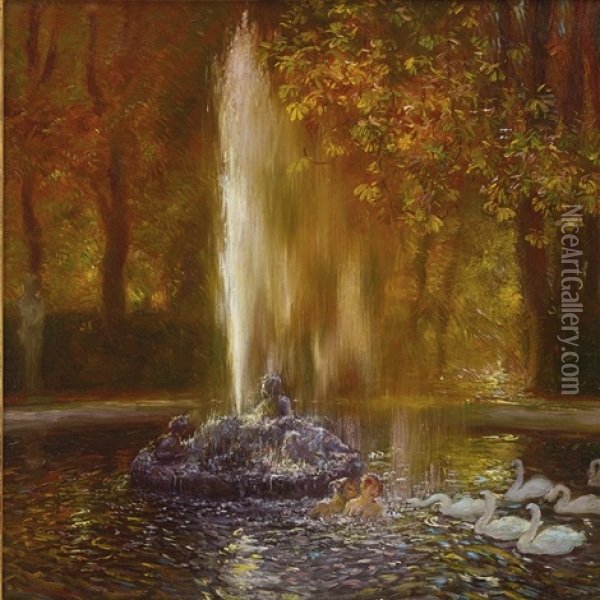 Le Jet D'eau De Versailles Oil Painting - Gaston La Touche
