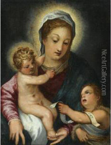 The Virgin And Child With The Infant Saint John The Baptist Oil Painting - Hans Rottenhammer