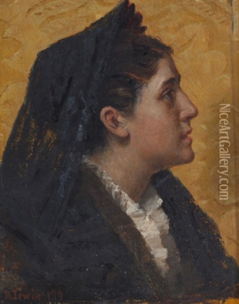 Profile Of A Woman Oil Painting - Benoni Irwin