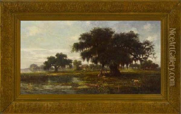 Morning Respite After The Duck Hunt, North Shore, Lake Pontchartrain Oil Painting - William Henry Buck