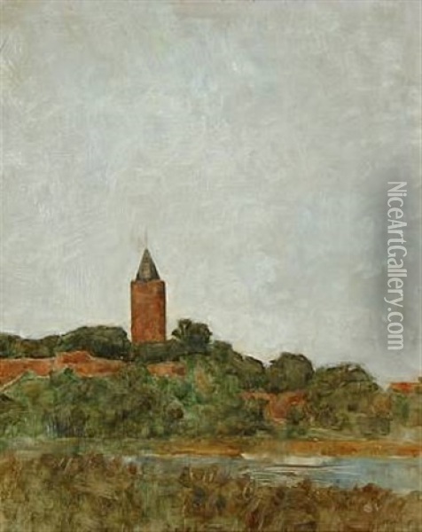 The Goose Tower In Vordingborg Oil Painting - Svend Hammershoi