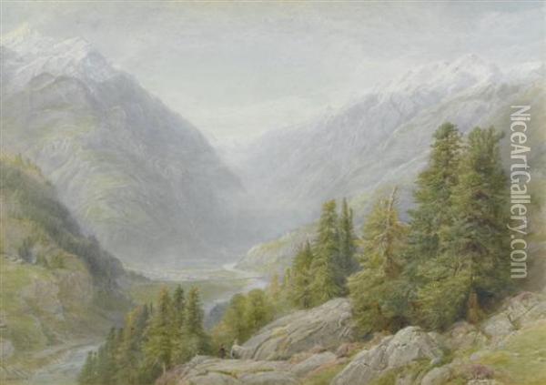 View Over Zermatt From The Riffelalp Oil Painting - Ebenezer Wake Cook