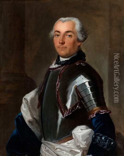 Portrait Eines Adeligen Im Harnisch Oil Painting - Louis Michel van Loo