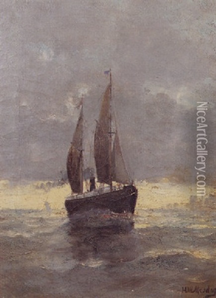 Sailing Vessel In Choppy Seas Oil Painting - Hendrik Willem Mesdag