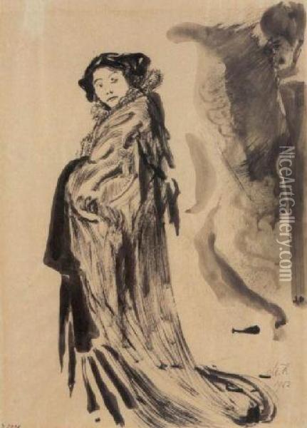 Mrs.hanza Tanahashi (#) Preliminary Figural Sketch Oil Painting - Max Klinger