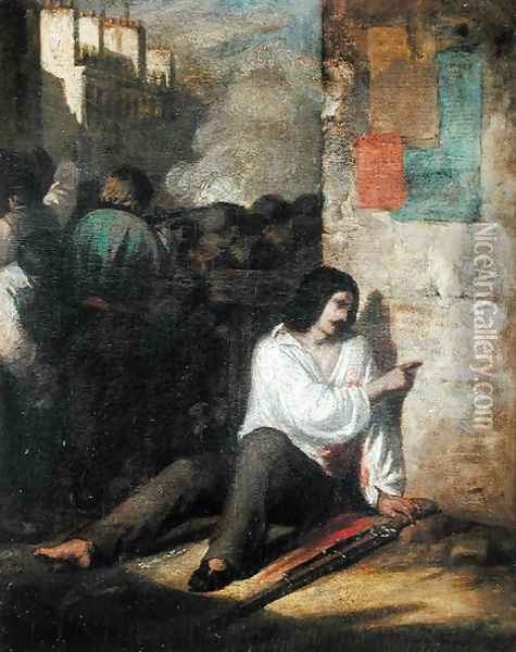 The Barricade in 1848 or The Injured Insurgent Oil Painting - Tony Johannot