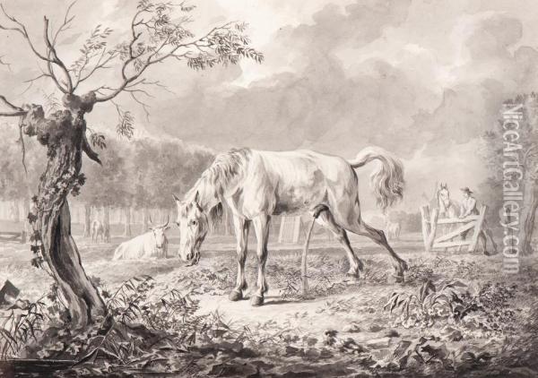 Urinating Horse Oil Painting - Dirck Langendijk