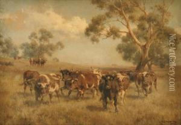 Cattle Grazing Oil Painting - Jan Hendrik Scheltema