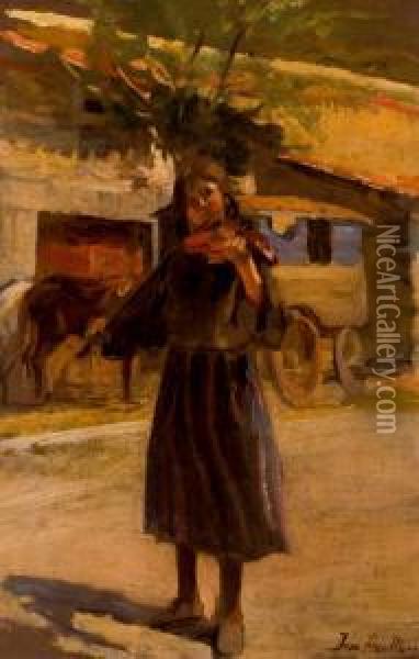 Zingara Tocando El Violin Oil Painting - Jose Benlliure Y Gil