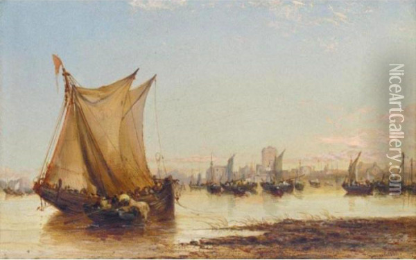 On The Coast Of Holland Oil Painting - James Webb