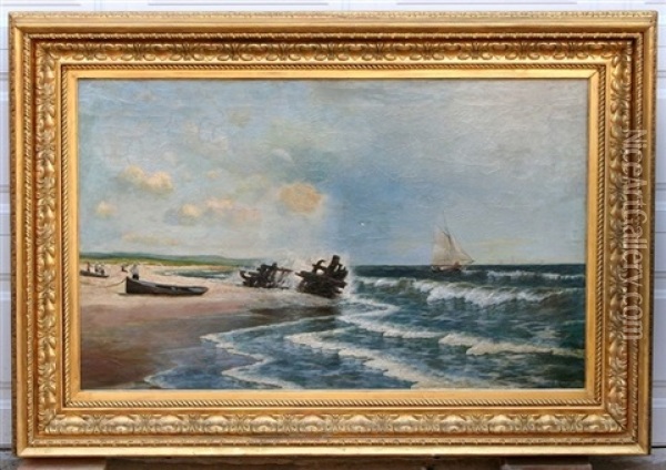 Beachgoers By The Breakers Oil Painting - Hermann Dudley Murphy