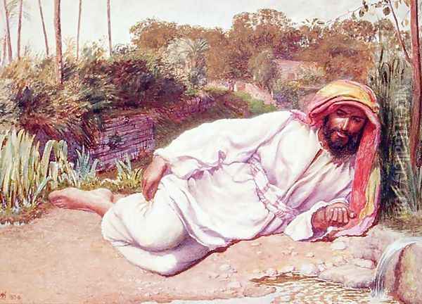 Arab Resting by a Stream Oil Painting - William Holman Hunt