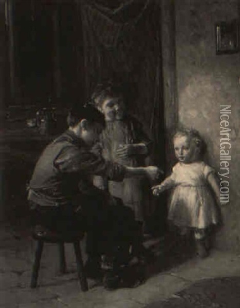 First Steps Oil Painting - William Hemsley