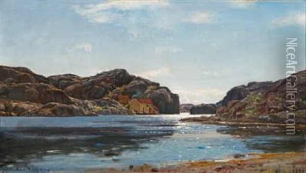 Middagsstemning Ny Hellesund Oil Painting - Amaldus Clarin Nielsen