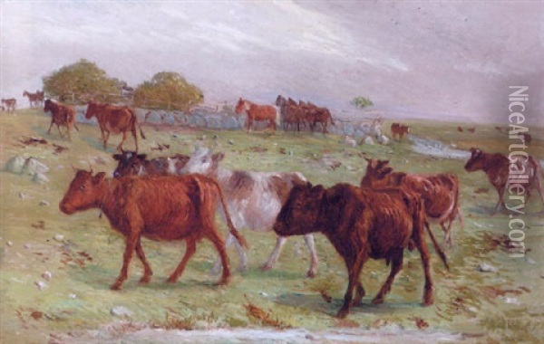 Graessende Heste Pa Marken Oil Painting - Theodor Philipsen