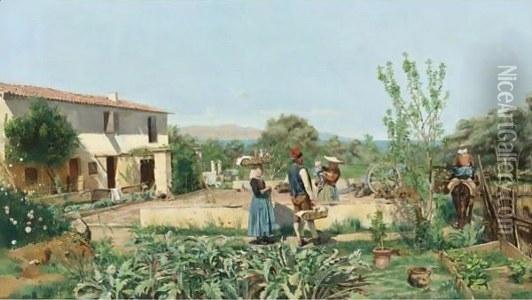 A Vegetable Garden In Provence Oil Painting - Jean Charles Meissonier