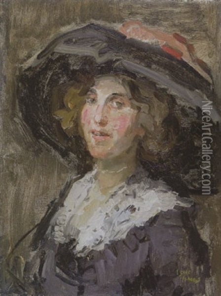 Portret Van Een Jonge Dame Met Hoed Oil Painting - Isaac Israels