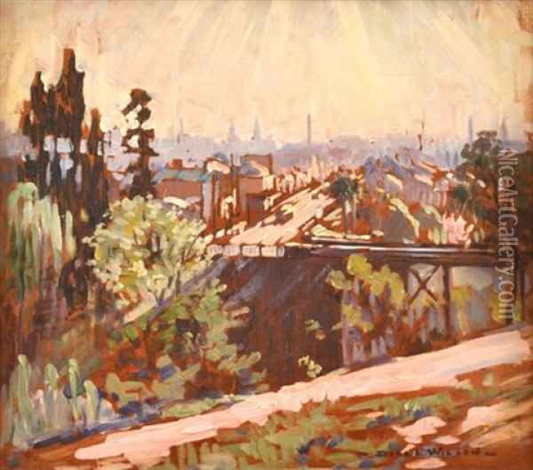 Swan Street Bridge Oil Painting - Dora Lynell A. Wilson