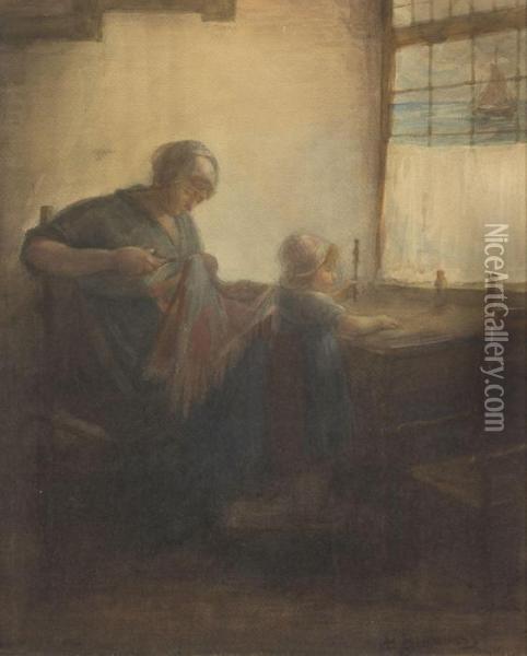 Mother And Child Oil Painting - Bernardus Johannes Blommers