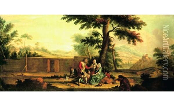 Scene Galante Dans Un Paysage Champetre Oil Painting - Pieter Angillis