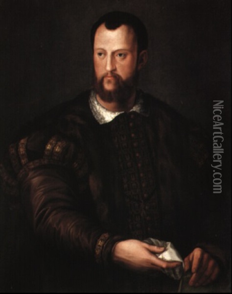 Portrait Of Cosimo I De Medici Wearing The Order Of The Golden Fleece Oil Painting -  Bronzino