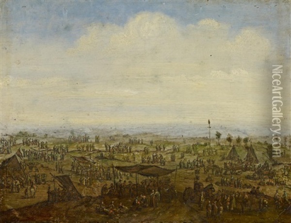 Weite Landschaft Mit Marktstanden Und Zahlreichen Personen Oil Painting - Robert van den Hoecke