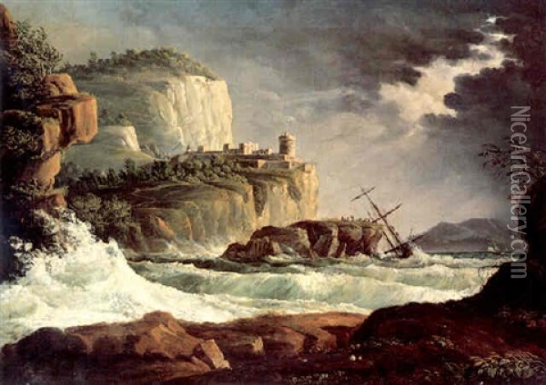 Being Shipwrecked Off A Southern Coast Oil Painting - Philip James de Loutherbourg