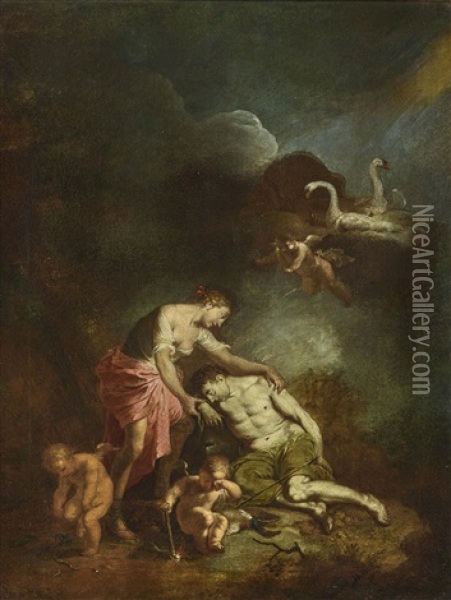 The Birth Of Adonis - Venus Lamenting The Death Of Adonis (pair) Oil Painting - Januarius Johann Rasso Zick