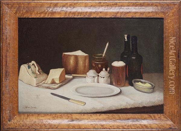 Still Life Of A Table Top Oil Painting - Latham Barnes