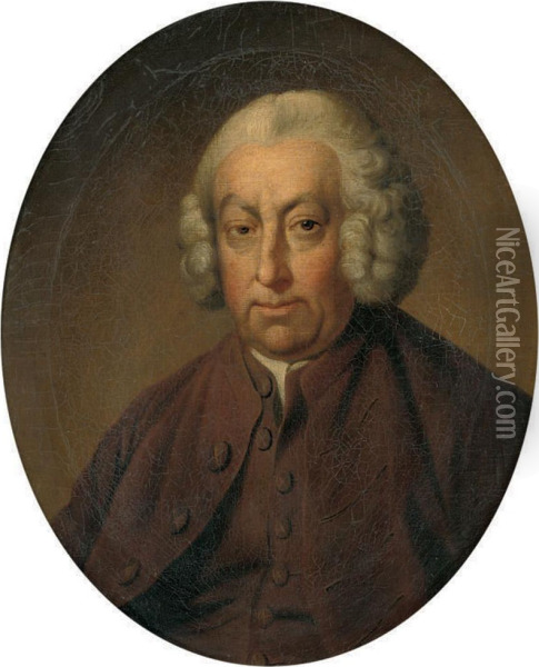 Portrait Of A Gentleman, Possibly Captain Thomas Saumarez(1713-1764/66) Oil Painting - Thomas Beach