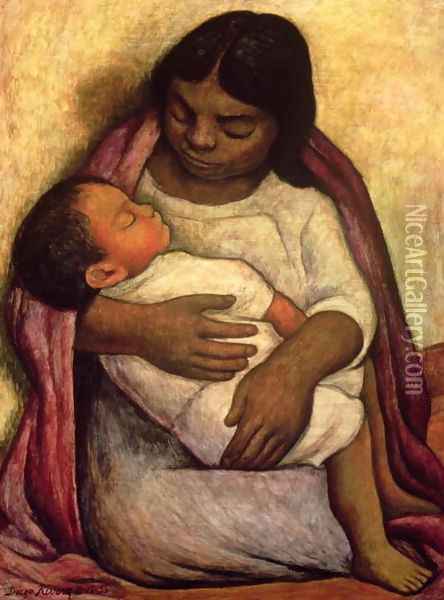 Delfina and Dimas Oil Painting - Diego Rivera