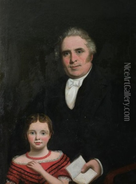 Portrait Of Michael Mulvaney And His Grand Daughter Mary Oil Painting - James Barry