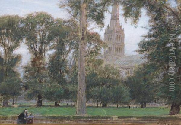 Salisbury Oil Painting - Albert Goodwin