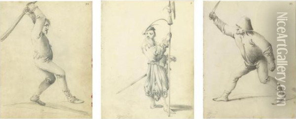 Three Figure Drawings From A Sketchbook Oil Painting - Pieter Jansz. Quast