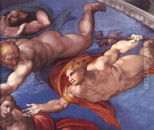 Last Judgment (detail) 8 Oil Painting - Michelangelo Buonarroti