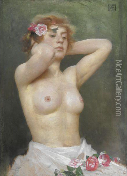 Busto Di Donna Oil Painting - Arnaldo Ferraguti