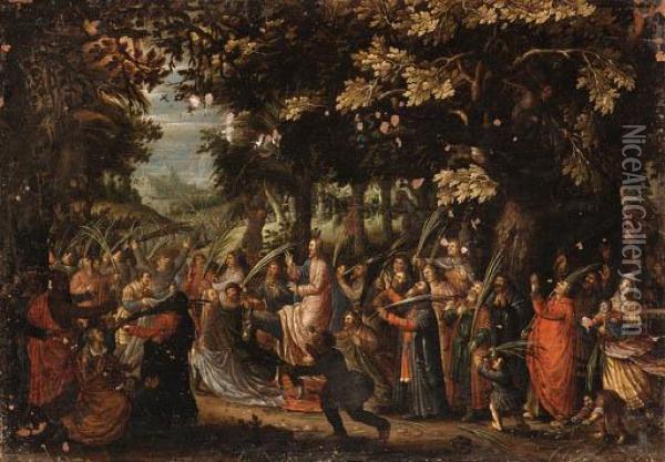 Christ's Entry Into Jerusalem Oil Painting - David Vinckboons