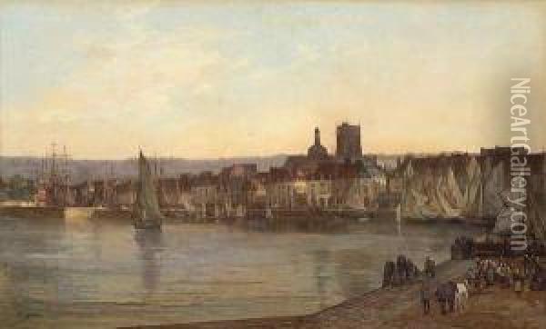A View Of La Rochelle Harbor Oil Painting - Alexandre Thiollet