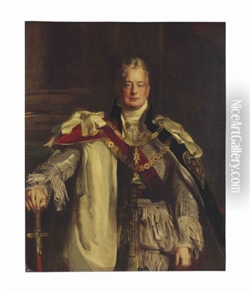Portrait Of King William Iv, Three-quarter Length, Wearing The Robes Of The Garter Oil Painting - Sir David Wilkie