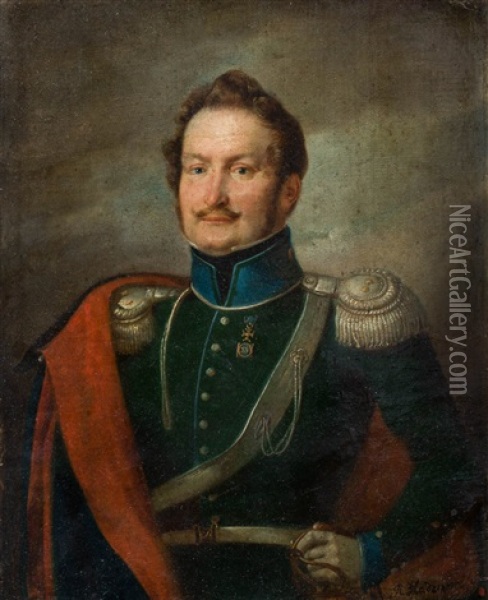 Portret Generala Oil Painting - Rafal Hadziewicz