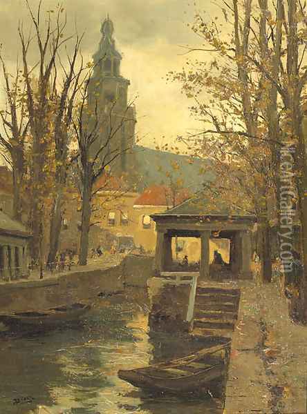 A view of Gouda Oil Painting - Jan Sirks