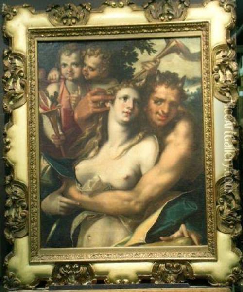 Jupiter And Antiope Oil Painting - Bartholomaeus Spranger