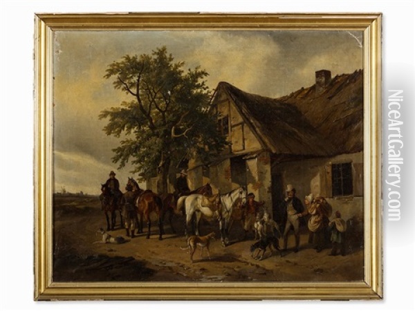 Hunting Party Oil Painting - Carl Friedrich Schulz