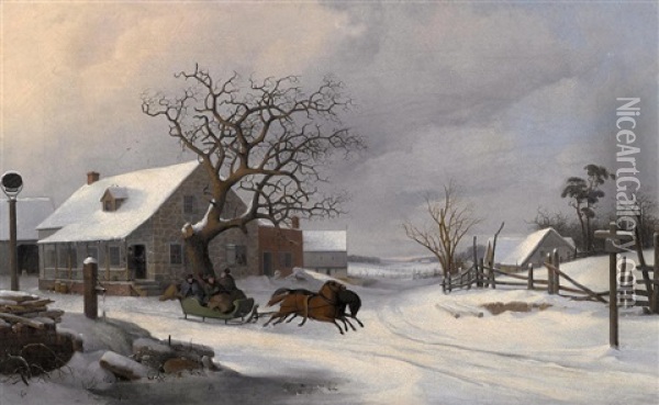 Winter Landscape Oil Painting - Thomas Birch